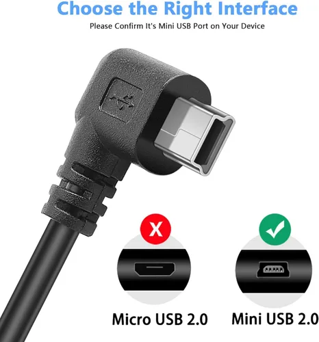 Vista 3 de Mini cable de alimentación USB de 90 grados en ángulo recto (sin transferencia de datos) - USB 2.0 A-macho a Mini-B cable de alimentación