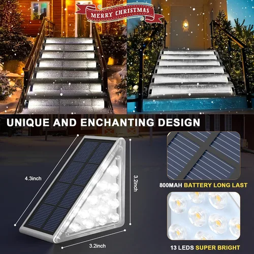 Vista 6 de AUDLES Luces LED Solares para Escalones Impermeables Luces para Escaleras Exteriores, Luz Solar para Terraza Decoración Exterior IP67 Luz