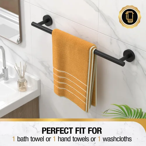 Vista 5 de HITSLAM Toallero negro mate de 19.8 pulgadas para baño, toallero de baño de acero inoxidable SUS304 montado en la pared, moderno soporte de toalla