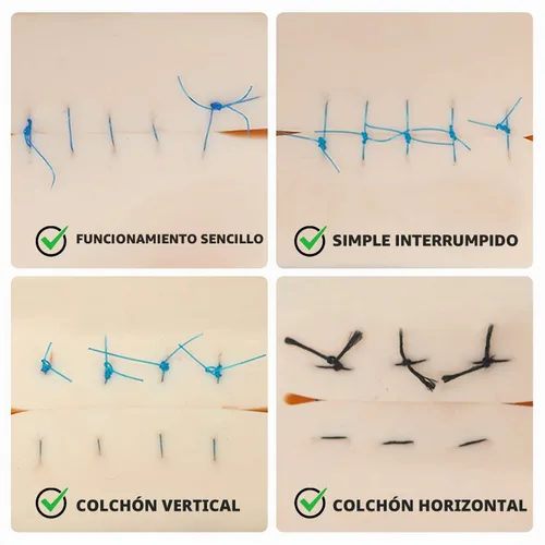 Vista 5 de Medarchitect Almohadilla de práctica de sutura mejorada de silicona reutilizable Modelo de piel de entrenamiento médico con 19 heridas precortadas