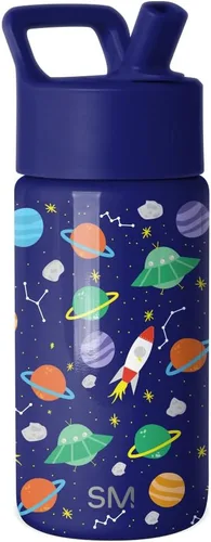 Vista 28 de Simple Modern Botella de agua para niños con tapa con pajilla, vaso aislado de acero inoxidable de 14 onzas para niños y a prueba de derrames