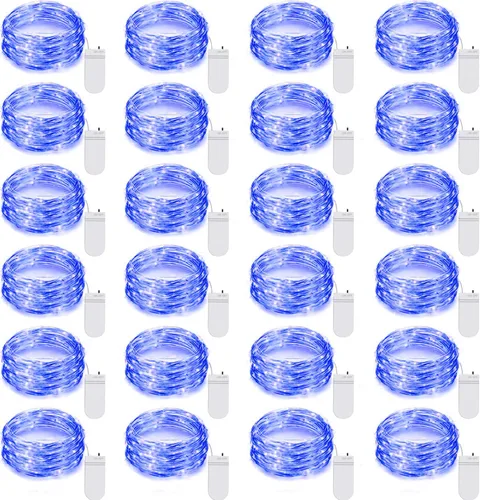 Vista 13 de Ineximun Paquete de 24 Luces LED de Hadas Operadas por Batería 7 Pies 20 LED Blanco Cálido Mini Luces de Cadena Impermeables Luces de Navidad