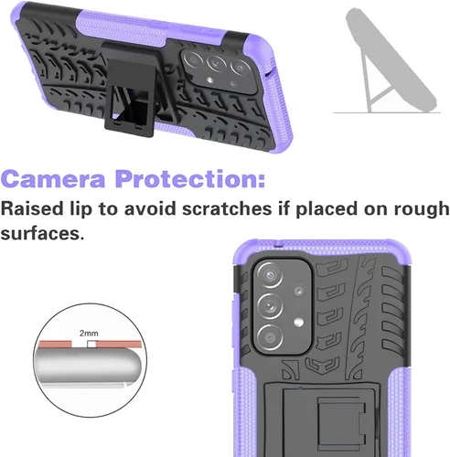 Vista 5 de Asuwish Funda para teléfono Samsung Galaxy A53 5G con protector de pantalla de vidrio templado y soporte delgado, híbrida, resistente, funda