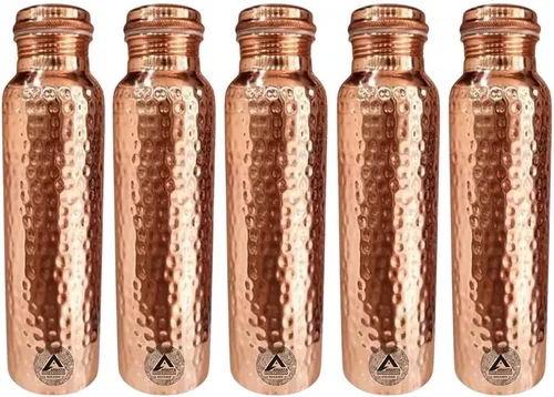 Vista 7 de ANANYA FASHION & CRAFTS HUB 34 Oz Hammered Copper Water Bottle – Handcrafted, Ayurvedic, Leak-Proof – Natural Wellness & Daily Hydration Solution