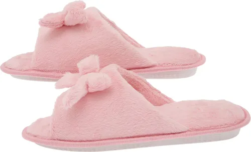 Vista 3 de Pantuflas de espuma viscoelástica con lazo de mariposa para mujer W1-10-pink-5-6 Rosado 1