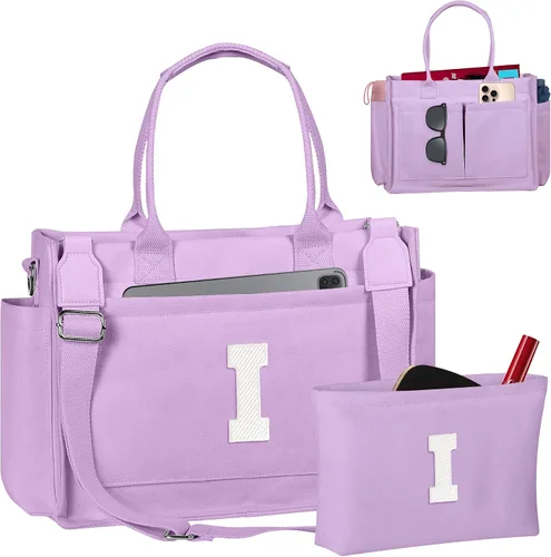 Vista 158 de Easter Basket Stuffers, Initial Tote Bag with Makeup Bag, Birthday Gifts for Women, Teen Girl Gifts Trendy Stuff