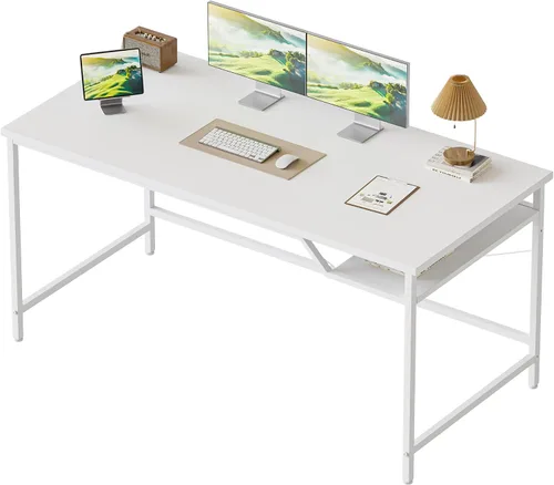 Vista 9 de Mericonia Escritorio para computadora, escritorio de juegos para espacios pequeños, mesa de estilo moderno y simple para oficina en casa, mesa