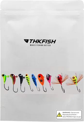 Vista 6 de THKFISH Plantillas de pesca en hielo Señuelos de pesca en hielo Equipo de pesca en hielo Kit de aparejos de pesca pequeños Crappie Panfish Jigs
