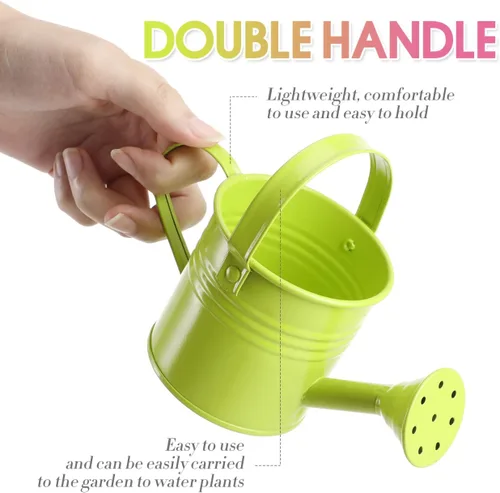 Vista 5 de Paquete de 5 regaderas pequeñas de metal para niños, mini maceta de agua para plantas para jardinería en interiores y exteriores, bonitos juguetes