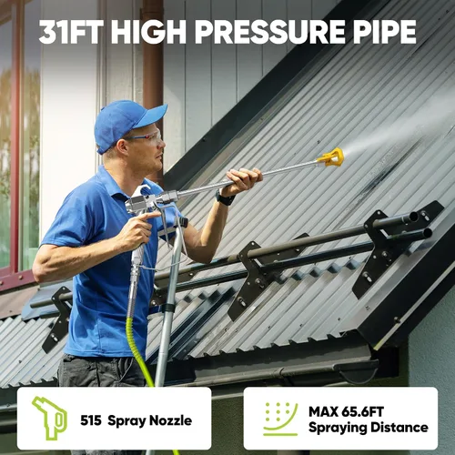 Vista 6 de Pulverizador de pintura sin aire de 1200 W, pistola pulverizadora de pintura de alta eficiencia de 3300 PSI, sin adelgazamiento, con varilla
