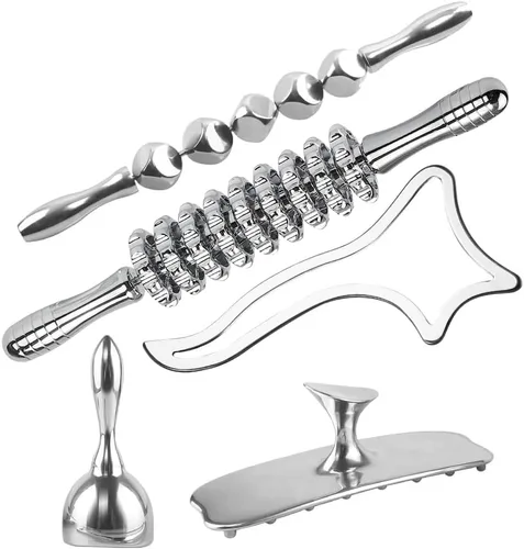 Vista 10 de ONUEMP 2 rodillos de masaje de acero inoxidable para esculpir el cuerpo de hielo, kit de maderoterapia Colombiana Professional, rodillo masajeador