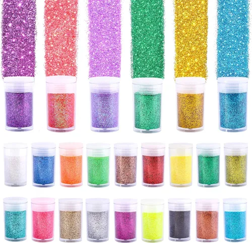Vista 10 de Brillantina fina de 24 colores, para manualidades, DIY, maquillaje, para la cara o las uñas o el pelo, para los ojos o los labios, de resina