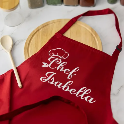 Vista 2 de Delantales Personalizados para Mujer y Hombre, Delantal de Chef Personalizado, Delantal de Cocina Personalizado con Bolsillos, Delantales para Asar
