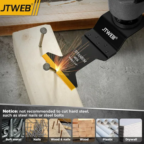 Vista 3 de JTWEB Cuchillas multiherramienta de titanio, 10 piezas de cuchillas oscilantes para uñas de metal suave, corte de plástico de madera, hojas
