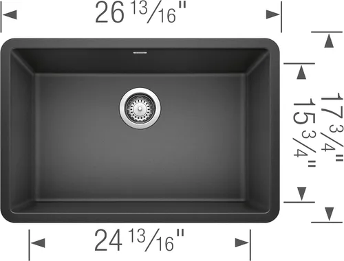 Vista 2 de BLANCO, Antracite 522259 PRECIS SILGRANIT Fregadero de cocina de montaje inferior de tazón único