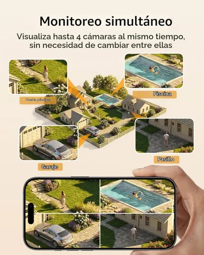 Vista 3 de 4MP Solar Security Cameras Wireless Outdoor,2.4/5G WiFi, No Wiring