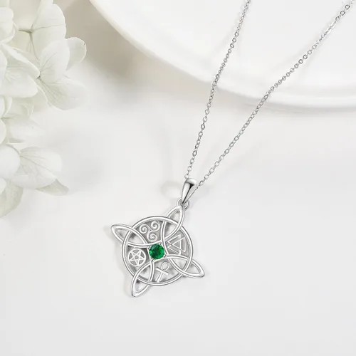 Vista 46 de YAFEINI Collar con dije de nudo de bruja de plata de ley, amuleto de bruja de cruz celta, regalo para mujer