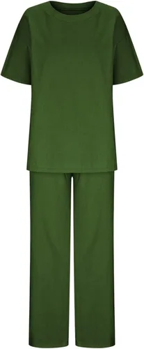 Vista 3 de Conjuntos de verano de 2 piezas para mujer, conjuntos elegantes y casuales de color liso, para verano, otoño, cuello redondo, tops y pantalones