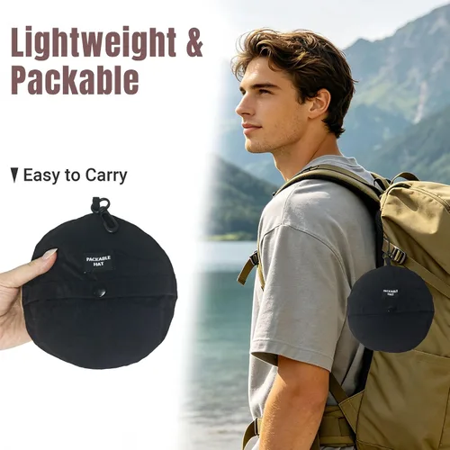 Vista 3 de NPQQUAN Sombreros de pescador para el sol para hombre, sombrero plegable Beige