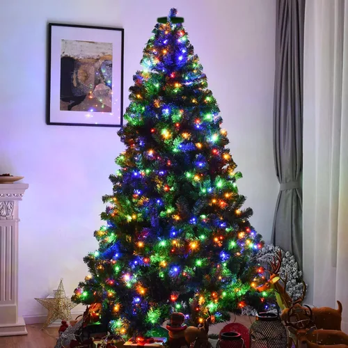 Vista 4 de Dazzle Bright - Luces de árbol de Navidad, 448 luces LED en cascada con control remoto y 8 modos de iluminación, 2.5 m X 16 líneas de luces