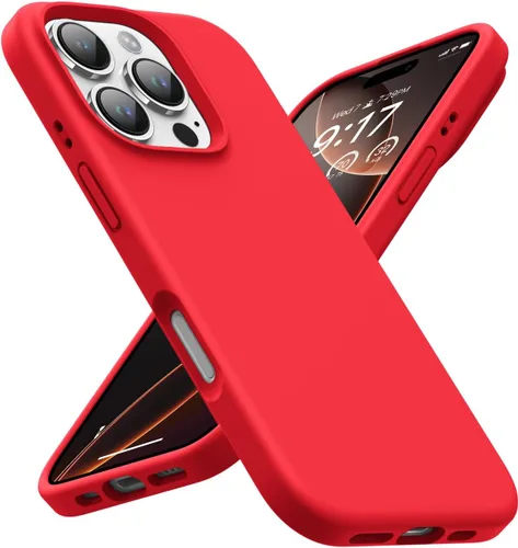 Vista 8 de Funda diseñada para iPhone 14 Pro Max, funda protectora de silicona líquida a prueba de golpes con forro de microfibra suave antiarañazos, ultra