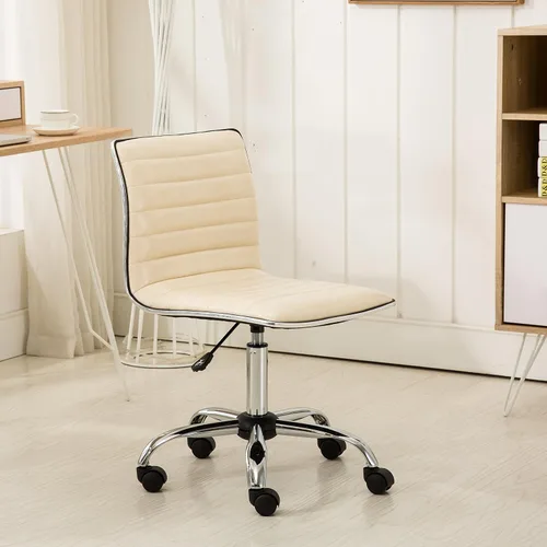 Vista 4 de Roundhill Furniture Fremo Chromel - Silla de oficina ajustable con elevación de aire, color beige
