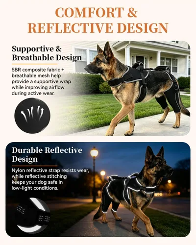 Vista 7 de Soporte ajustable para perro ACL pata trasera, ambas piernas mejoradas, tamaño L
