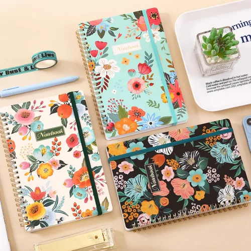 Vista 7 de Cuaderno Chopet - Paquete de 3 cuadernos en espiral A5 con líneas, cuaderno de 8.3" x 6" con papel grueso, cuaderno de diario clásico con rayas
