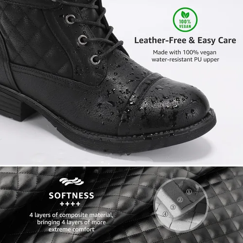 Vista 29 de STQ Botas de combate con cordones para mujer