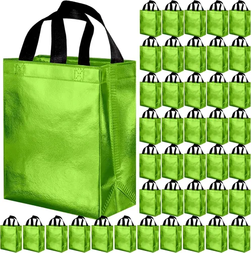 Vista 9 de BLEWINDZ 100 bolsas de regalo reutilizables medianas con asas - Ideales para obsequios de fiestas y bolsas de compras (10 colores)