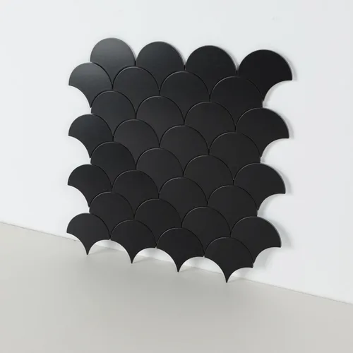 Vista 7 de Azulejo negro para salpicaduras de piquete, aspecto de cerámica, largo hexágono autoadhesivo para pared de cocina y baño, paquete de 6