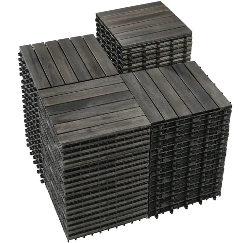 Vista 19 de PrimeZone - 9 azulejos entrelazados de madera de acacia sólida para terraza, patio, 12 x 12 pulgadas, impermeables, para interiores y exteriores