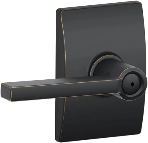 Vista 14 de Schlage F51A LAT 716 Latitude - Manija de puerta con bloqueo de entrada con llave, en acabado de bronce envejecido