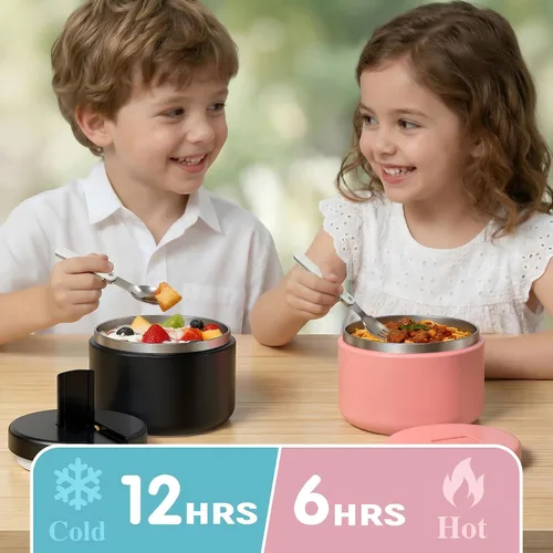Vista 6 de LOHASOK Termo de sopa infantil de 12 onzas para comida caliente, tarro de comida aislado al vacío con tapa de hebilla, de acero inoxidable, boca