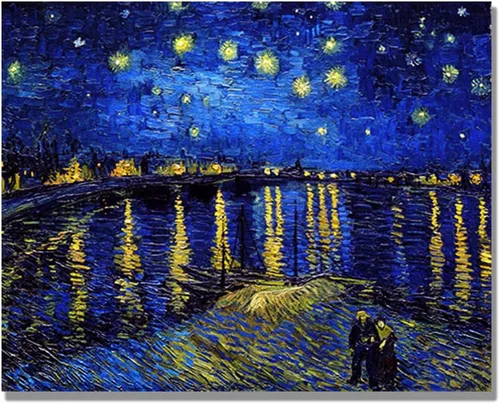 Vista 49 de ELITEAART- La noche estrellada por Vincent Van Gogh, pintura al óleo, reproducción de pintura al óleo, impresión en lienzo giclée, tamaño marcado
