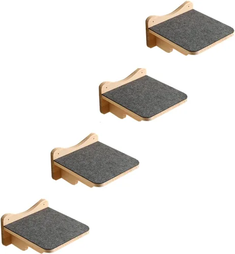 Vista 13 de SHENGOCASE Escalones para gatos montados en la pared de madera maciza de 6.7 x 7.5 pulgadas, muebles de pared para gatos, estantes y escaleras