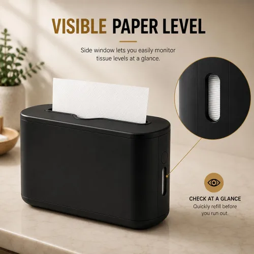 Vista 2 de Dispensador de toallas de papel multidobladas para encimera, dispensador de toallas de mano para dormitorio, baño, cocina, inodoro (negro)