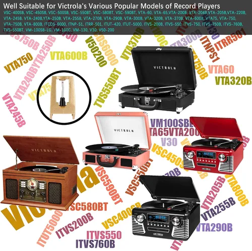 Vista 6 de Paquete de 3 agujas de repuesto de diamante para tocadiscos, agujas para discos de vinilo con kit de cepillo de limpieza de aguja para tocadiscos