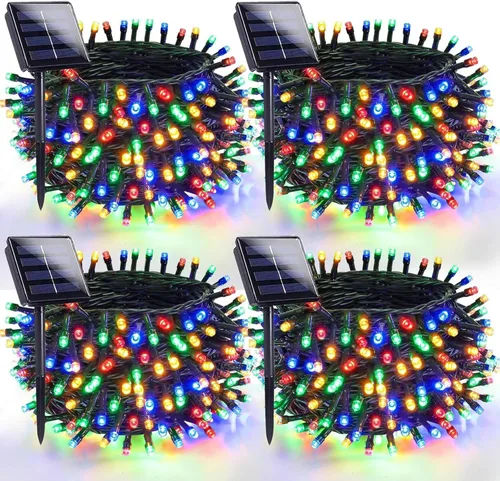Vista 9 de OZS Paquete de 2 tiras de 240 luces LED solares para exteriores