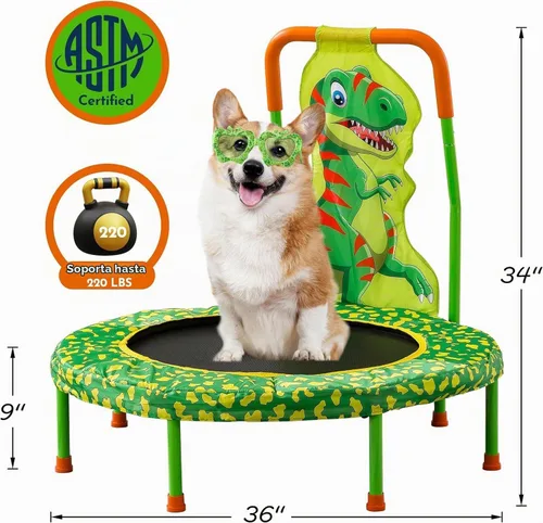 Vista 8 de Mini Trampolín Sin Espacios de 36" Trampolín para Niños Pequeños con Mango para Niños, Trampolín Pequeño para Niños de 36 pulgadas
