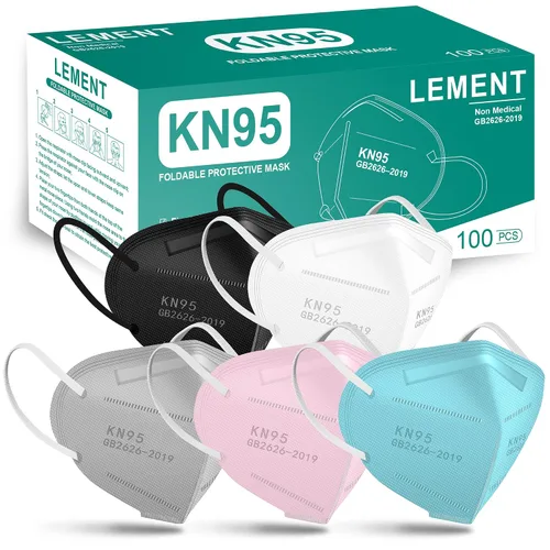 Vista 15 de LEMENT Mascarillas KN95, paquete de 100 unidades, mascarillas desechables transpirables para adultos, color azul