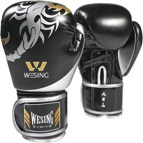 Vista 2 de WESING - Juego de guantes de artes marciales, juego de guantes de boxeo de 10 onzas para hombres y mujeres, entrenamiento de kickboxing