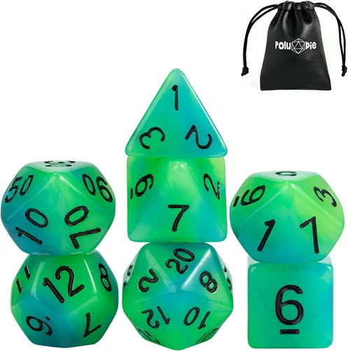 Vista 14 de Juego de 10 dados poliédricos DND (70 piezas) con 2 bolsas de cuero, juego de dados D&D para Calabozos y Dragones, juegos de mesa RPG