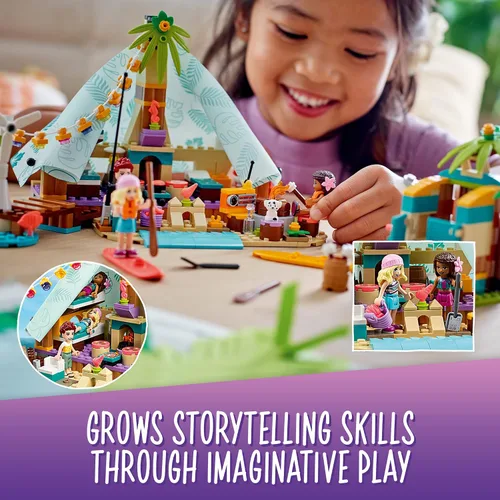Vista 3 de LEGO Friends Beach Glamping 41700 Kit de construcción; regalo creativo para niños de 6 años en adelante que aman los juguetes de la naturaleza