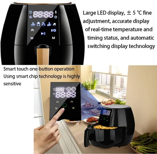 Vista 5 de Freidora de aire eléctrica, freidora eléctrica inteligente de aire, freidora eléctrica automática sin humo para el hogar, freidora multifunción