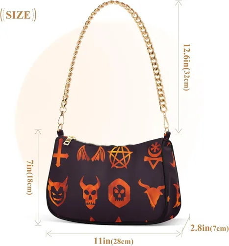 Vista 3 de Women Shoulder Bag Evil-icon-baphomet-fire Girl Tote HandBag Small Purse