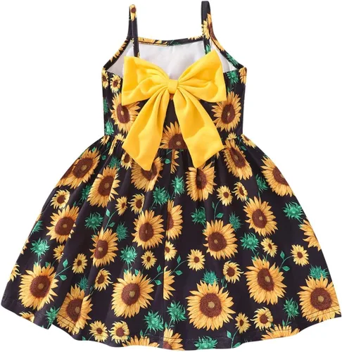 Vista 17 de Vestido de verano para niños pequeños, con tirantes delgados, sin espalda, con lazo, para cumpleaños, playa, vestido de playa A-Butterfly