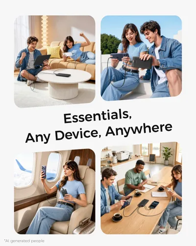 Vista 8 de VEGER Cargador portátil para iPhone con cables integrados y enchufe de pared, batería externa de carga rápida de 10,000 mAh delgada con USB C