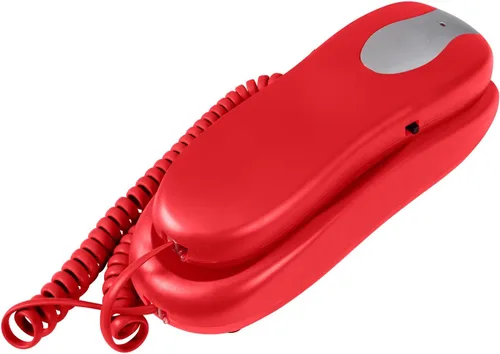 Vista 2 de Slimline teléfono para pared o computadora con memoria, Rojo