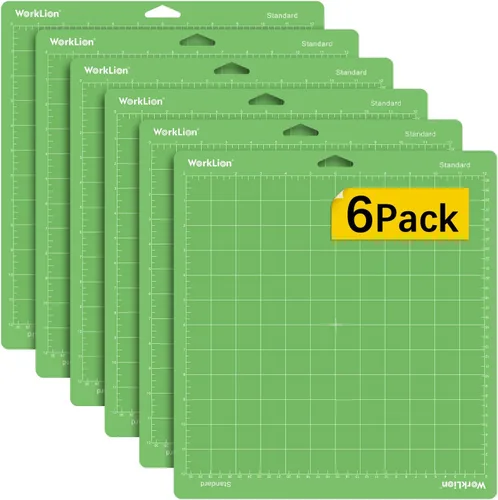 Vista 6 de WORKLION Alfombrilla de corte 12x12 para Cricut: (adhesivo estándar, 3 alfombrillas) Adhesivo estándar adhesivo verde para cortar acolchados Verde